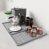 Tapete de Máquina de Café de Silicone Estilo Retrô Tapete Antiderrapante com Tapete Drenante de Barra Removível Tapete de Secagem Tapete Protetor para Café