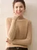 Novo Estilo de Outono Feminino Gola Meia-Alta Retrô Tricô Trançado Jacquard Cashmere Suéter Manga Longa Camada Base Tricô