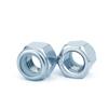 Tuerca hexagonal de acero al carbono grado 2 angloamericano de zinc azul y blanco con autobloqueo de nailon, paso fino, paso grueso, tuerca de nailon 4#-1-1/2