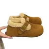 Sapatos Birkenstock Retrô 2026 Novo Inverno Forrados com Lã Quentes Peludos Slip-On Antiderrapante para Exterior Sapatos de Algodão para Neve para Mulheres