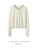 Suéter de Cashmere Outono e Inverno Gola Redonda Gola com Pedras Cardigan Feito à Mão Top Feminino de Manga Longa Jaqueta Fashion Versátil