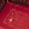 Collar de Plata de Ley S925 Red de Sueños Tejida Estrella de Cinco Puntas para Mujer Piezas de Flor de Coche Colgante de Estrella Tejido a Mano Cadena para Clavícula Moda Nacional