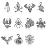 1 Halloween Colgante Liso de Plata DIY Accesorios Caja Sorpresa Pulsera Joyería Colgante Estilo Antiguo Araña de Plata Antigua Aretes