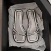 Sandalias Francesas de Suela Plana con Tiras Finas de Verano para Mujer para Usar al Aire Libre, Sandalias de Playa Seaside Cuadradas de Moda Estilo Hada para Mujer, Antideslizantes