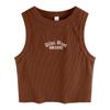 Chica Sexy Usa Camisola Deportiva Negra Bordada para Mujer Verano Corta de Punto para Fondo Sin Mangas Top Corto