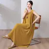 Novo Vestido de Algodão e Seda para Mulheres 2026, Moda de Verão de Alto Padrão, Corte Solto, Sem Mangas, Longo, em Algodão Artificial
