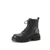 Botas Martin Casuales Retro Desgastadas Puntera Redonda Suela Gruesa Con Cordones Cierre Lateral Cremallera Estilo Británico Botas de Trabajo 2025 Otoño Piel de Vaca