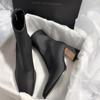 Super Elegantes 2024 Novas Botas Curtas Elásticas de Salto Alto Estilo Coreano Slim Simples para Mulheres