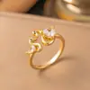 Anillo de Zirconia Micropavimentada Nuevo Transfronterizo Celebridad de Internet para Mujer, Anillo de Dedo Índice de Lujo Ligero de Moda de Gama Alta para Mujer con Apertura Ajustable