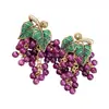 Brincos Vintage Estilo Medieval Incrustados com Zircônia Folhas Verdes e Contas de Uva Roxa Brincos com Franjas Brincos Femininos Retro Únicos