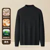 Suéter de Lana Modal para Hombre Otoño/Invierno 2026, de Cuello Alto Medio, Cálido, de Punto Acanalado, Manga Larga, Capa Base