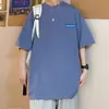 Camiseta de Manga Corta Estilo Hong Kong Ins para Hombre Verano Holgada Versátil Manga de Cinco Puntos Marca de Tendencia Moda Juvenil Top Casual