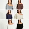 Top Holgado de Manga Larga con Protección Solar y Hombros Descubiertos para Mujer 2026, Nueva Camiseta de Verano de Tencel con Cuello en U y Manga Corta con Diseño de un Hombro