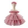 Vestido Formal de Princesa para Niñas 2026 para Niños Pequeños, Atuendo de Presentación con Falda Voluminosa de Flores 3D, Vestido de Piano, Atuendo de Dama de Honor para Pasarela