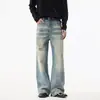 Ropa para Hombre Maple House / Primavera 2026 Nuevos Jeans Acampanados Lavados en Azul Desgastado de Alta Calle Americana para Hombre