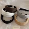 Faixa de cabeça de tricô vintage estilo coreano com aba larga para mulheres, realça o topo da cabeça, acessório de cabelo versátil e moderno, acessório de cabelo outono 2026