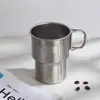 Copo de Água de Aço Inoxidável 304, Caneca de Café Criativa, Copo de Cerveja Dobrável para Exterior, Copo Portátil para Camping, Caneca de Presente para Escritório
