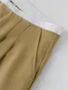 Pantalones de traje de pierna ancha en color de contraste para mujer, nuevo estilo otoño 2026, pantalones rectos casuales de pliegues de cintura baja de alta gama para adelgazar
