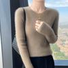 Camiseta Base de Cachemir Pequeña Suave y Cera Básica Hermosa para Bebé Suéter de Punto Corto de Lana para Mujer Cuello Redondo Ajustado Otoño e Invierno