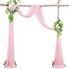 Decorações de Casamento Populares de Gaze Transfronteiriça para Arcos de Gramado ao Ar Livre, Cortinas de Arranjo de Casamento, Cortinas de Chiffon com Pérolas