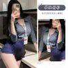 Transfronterizo Dulce y Picante Estilo Puro Deseo Estilo Dama Madura Camisa de Rayas Superior Pantalones Cortos de Tirantes de Cintura Alta Conjunto de Dos Piezas Secretaría de Discoteca