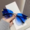 Gafas de sol de moda con forma de ojo de gato y diseño oceánico, nuevas gafas de sol con ribete metálico, gafas triangulares con diseño de guepardo para pasarela transfronteriza.