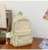 Mochila Bolsa Estilo Japonês Fofa Menina Estilo Coreano Feminina Estilo Fresco Xadrez Pastoral Leve Pequena Mochila Escolar para Alunos do Ensino Fundamental