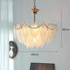 Lámpara de araña de cristal con plumas estilo retro francés, de espectro completo, con protección ocular, estilo americano de mediados de siglo, para dormitorio, sala de estar, estudio y lámpara de araña con perlas.