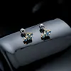 Brincos de Argola Cruzados com Zircônia Azul Transfronteiriços para Homens, Tarraxas Simples e Versáteis para Mulheres, Joia de Orelha com Design de Nicho Barroco