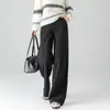 Pantalones de Lana Rectos de Pierna Ancha para Mujer 2025 Otoño e Invierno Nuevos de Cintura Alta Adelgazantes Fluidos Sueltos Casuales