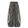Pantalones de Pierna Ancha con Estampado de Leopardo Retro Americano para Mujer, Nuevos, Sueltos, Adelgazantes, Estilo Plátano, Chica Popular, Pierna Recta, Rayados, Casuales, Largos