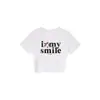 Camiseta de Manga Corta con Cuello Redondo y Estampado de Letras Estilo Retro Americano para Mujer, Nueva de Verano, Casual, Versátil, Corta, Adelgazante