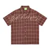 Camisa Xadrez Retrô Americana Savagebase Verão 2026 Solta Logo Bordado Camisa de Meia-Manga para Casal