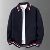Jaqueta Cardigan de Malha Masculina para Comércio Exterior Transfronteiriço, Suéter Casual de Negócios Masculino de Outono Engrossado com Gola Lapela, Estilo Engrossado Masculino