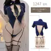 Lencería sexy uniforme seductor V profundo juego de instructor traje de liga ropa de pasión una pieza entrega