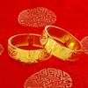 Joyería de Jade para Boda Nupcial, Pulsera Gruesa de Tres Oros de Oro Genuino con Patrón de Dragón y Fénix, Oro de Arena de Cobre de Imitación, Pulsera Versátil de Lujo Ligero