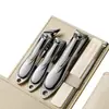 Conjunto de Cortadores de Unha de Aço Inoxidável com Estojo de Couro Giratório, Cortadores de Unha Grandes Domésticos com Pontas Afiadas e Anguladas, Ferramentas de Manicure