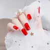 Parches para Uñas de Color Rojo Sólido, Punta Larga Cuadrada, Uñas con Acabado de Arte, Parches para Uñas Portátiles, 24 Piezas, Parches para Uñas Puro Deseo