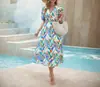 2024 Ropa de Mujer Europea y Americana Transfronteriza Tiktok Comercio Exterior Temu Verano Nuevo Vestido Largo Floral Vestido Bohemio