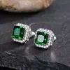 Novos Brincos Retangulares Princess Classy de Luxo com Zircônia Brincos Coloridos de Turmalina Rosa Sintética Brincos Quadrados de Diamante
