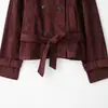 Ins ropa de mujer al por mayor estilo europeo y americano transfronterizo colección de otoño nueva con cinturón, chaqueta con efecto textura gamuza 3046254