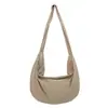 Estilo Coreano Ins Color Puro Bolso Dumpling Simple Bolso Cruzado de un Solo Hombro Bolso de Lona Gran Capacidad Casual Mochila para Ropa de Trabajo para Mujer