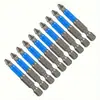 Conjunto de 6 Peças de Brocas Cruzadas Antiderrapantes, Moldura Azul em Couro, Cabeça de Broca para Parafusadeira Elétrica, Cabeça de Parafusadeira Elétrica Magnética Forte