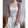Cardigan de Punto Esencial para Verano 2025 con Hilo de Seda Protector Solar para Mujer, Camisola Exterior, Manga de Murciélago, Chal Chaleco Transparente