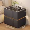 Mesita de noche Inteligente Simple Moderna Multifuncional con Carga Inalámbrica Altavoz Luz Lujo Dormitorio Uso en Casa Gabinete de Noche de Madera Maciza