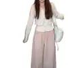 Suéter casual de moda estilo coreano, holgado, nuevo, de punto, de un solo botón, con cuello marino, ajustado, de manga larga