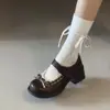 Populares tacones de plataforma gruesa, tacón grueso, estilo dulce, con moño, punta fina, para mujer, nueva colección otoño 2026, perfectos con vestidos, estilo Mary Jane