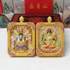 Estilo Xizang Montanha Wutai Dragão Cinco Senhores Oito Grandes Deuses Guardiões Thangka 3D Frente e Verso Cor Duradoura Galvanizado Pingente Thangka Buda Portátil