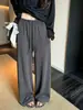 Calça Casual Feminina de Cintura Alta com Listras Contrastantes, Novo Estilo Outono 2026, Caimento Solto, Calça Casual Reta Emagrecedora