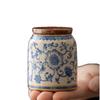 Pequeño Recipiente Sellado de Cerámica Portátil para Té con Diseño de Loto y Kiln Ru Azul y Blanco, Recipiente de Té Esmaltado de Alta Gama para el Hogar